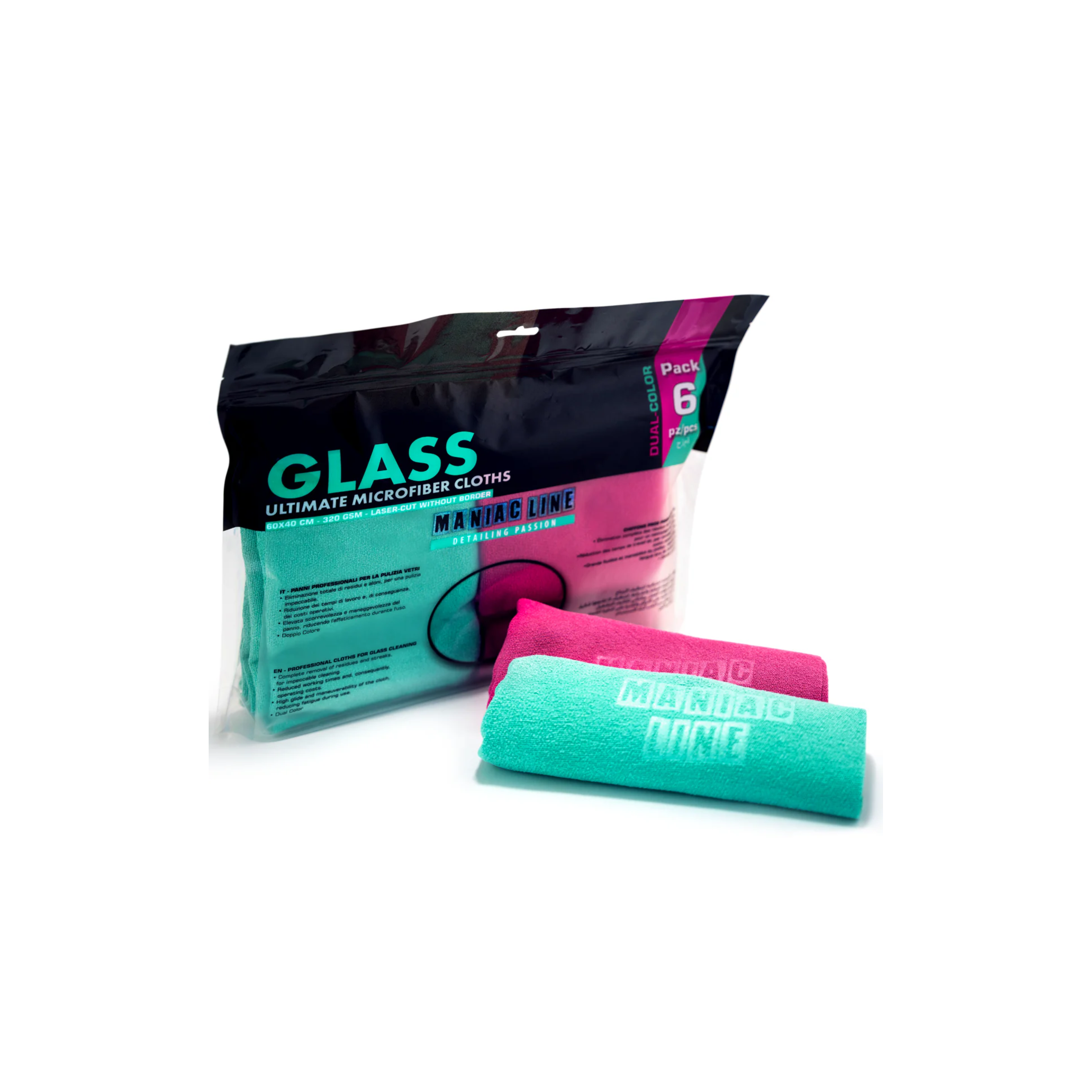 maniac - panno Glass 4 pack of 6 Towel, Pink, Marine (A0487X4)